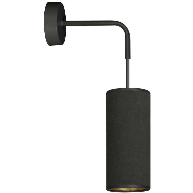 Image of Emibig bente Lampada da parete nera con paralume con paralumi in tessuto nero, 1x E14