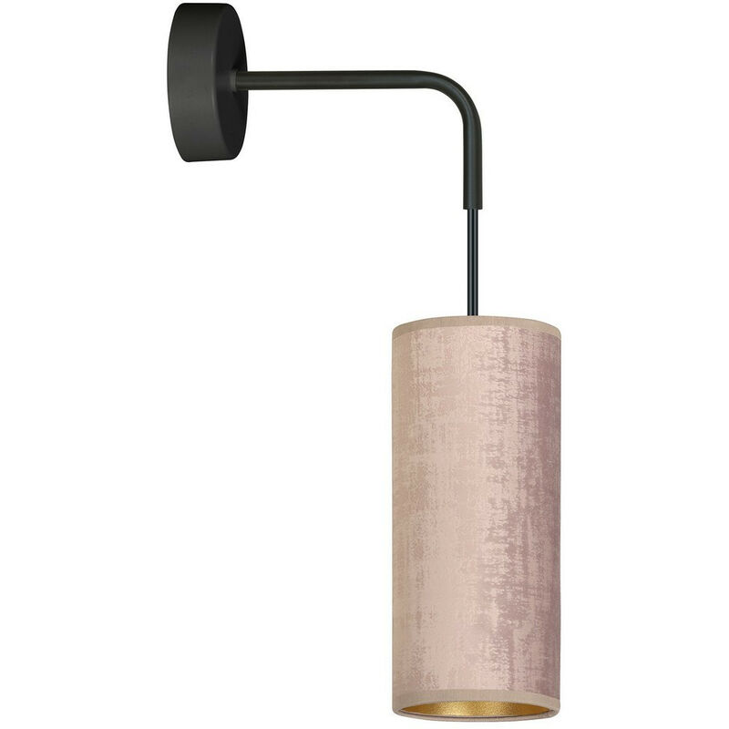 Image of Emibig Lighting - Emibig bente Lampada da parete nera con paralume in tessuto rosa, 1x E14