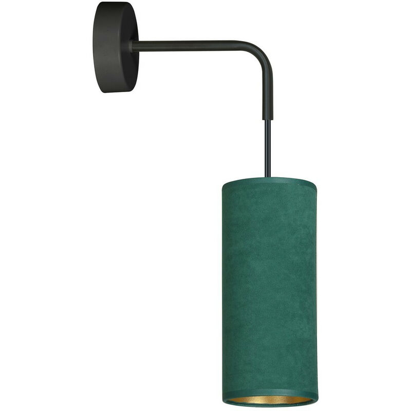 Image of Emibig Lighting - Emibig bente Lampada da parete nera con paralume in tessuto verde, 1x E14