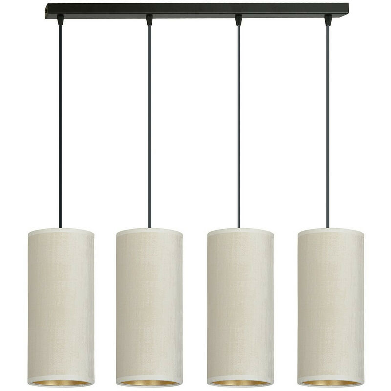 Image of Emibig Lighting - Emibig bente Plafoniera a sospensione a barra nera con paralumi in tessuto bianco, 4x E14