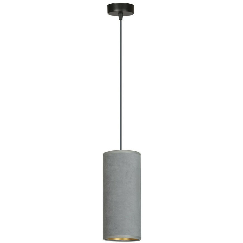 Image of Emibig Lighting - Emibig bente Plafoniera a sospensione sottile nera con paralumi in tessuto grigio, 1x E14