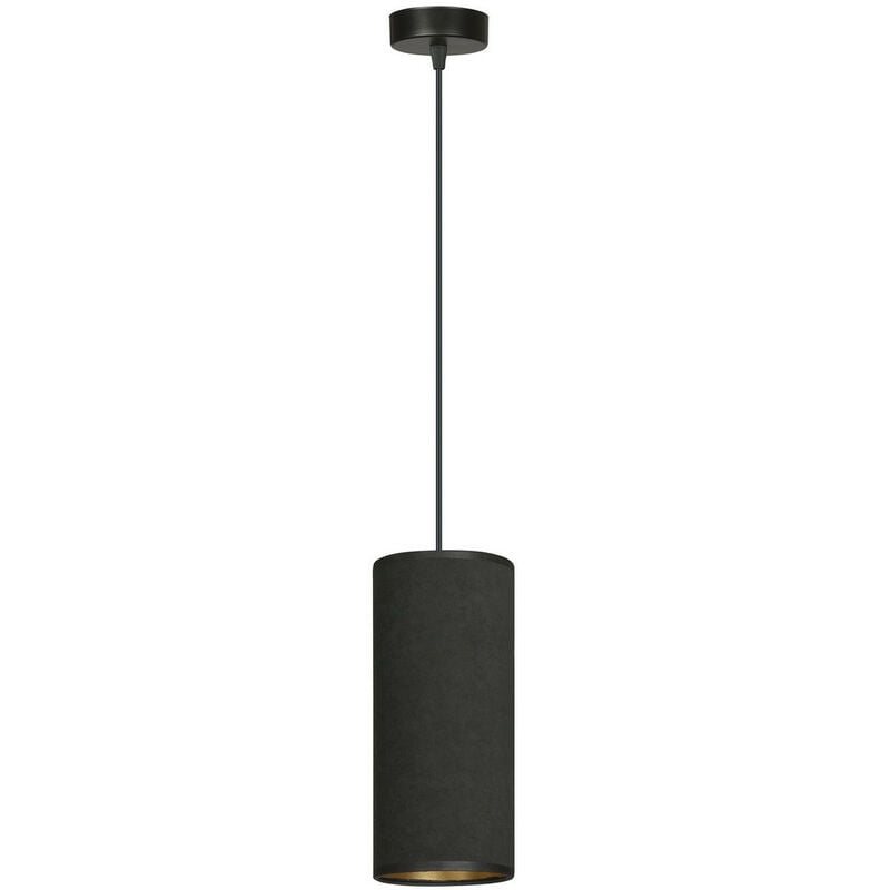 Image of Emibig Lighting - Emibig bente Plafoniera a sospensione sottile nera con paralumi in tessuto nero, 1x E14