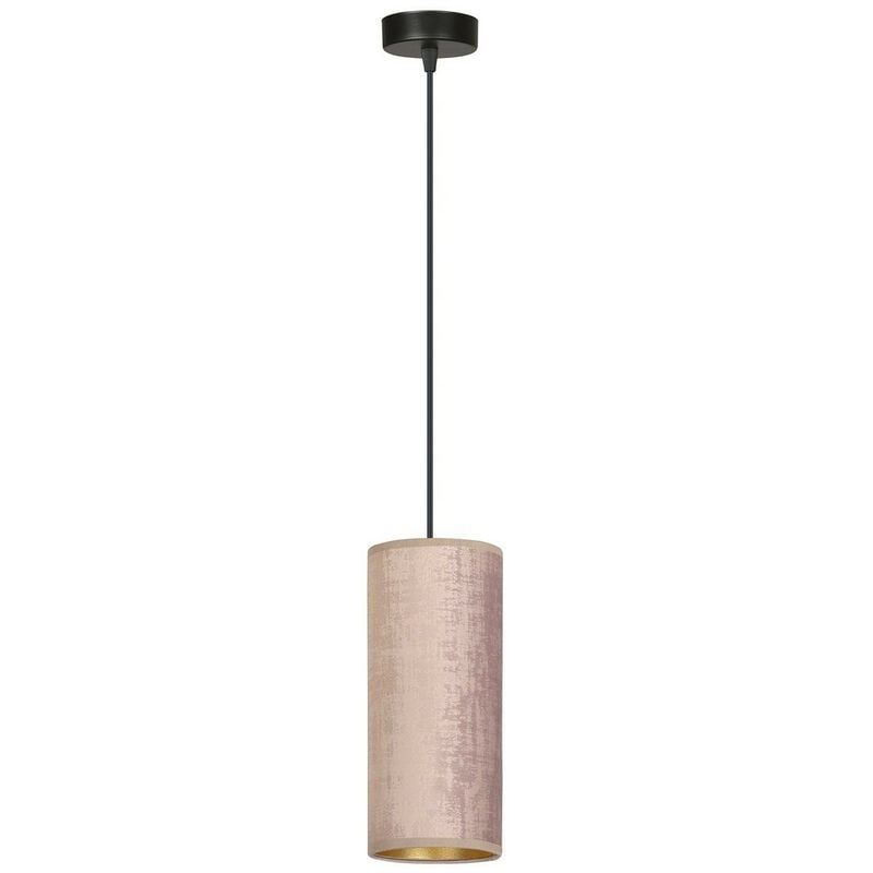 Image of Emibig Lighting - Emibig bente Plafoniera a sospensione sottile nera con paralumi in tessuto rosa, 1x E14
