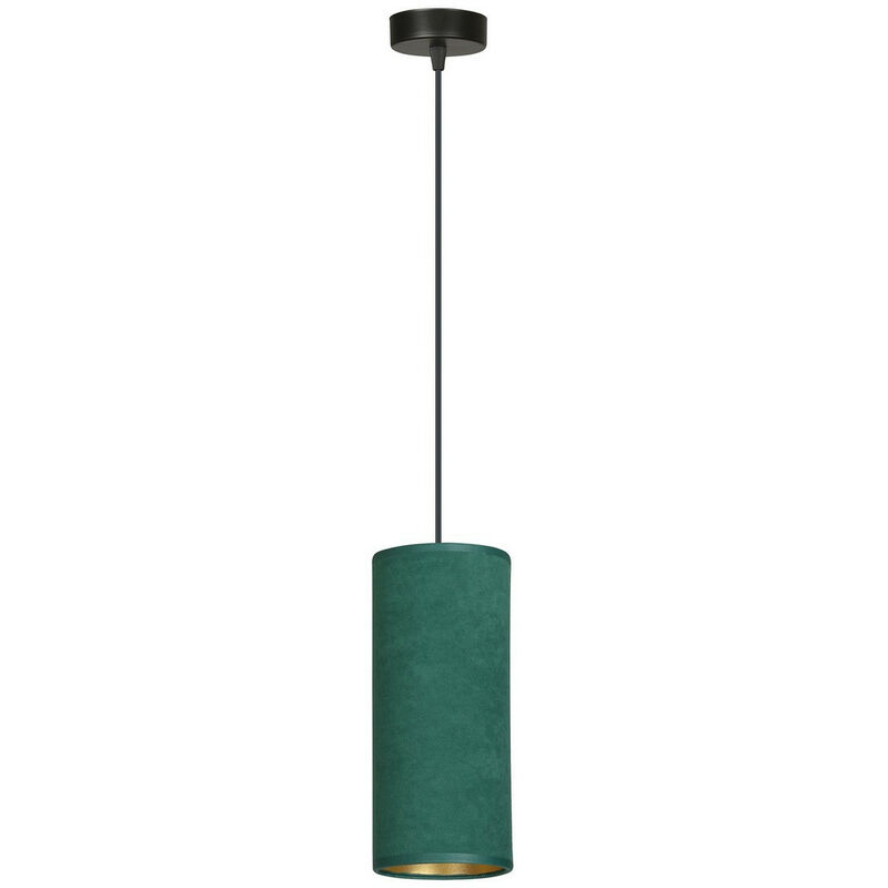 Image of Emibig Lighting - Emibig bente Plafoniera a sospensione sottile nera con paralumi in tessuto verde, 1x E14