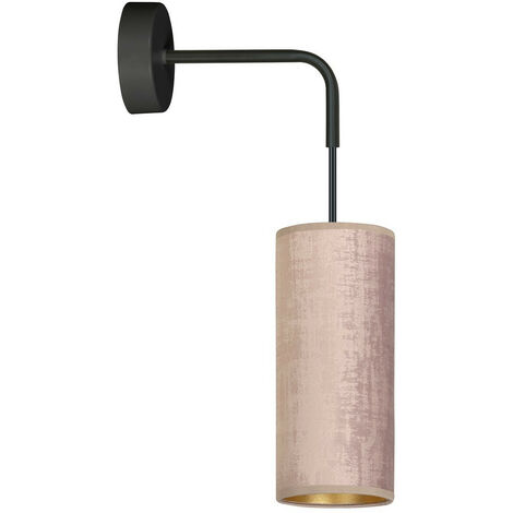 Emibig BENTE Schwarze Wandlampe mit Schirm mit rosa Stoffschirmen, 1x E14