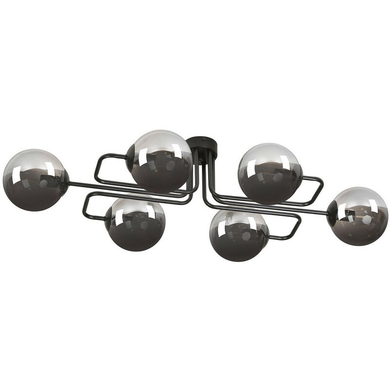 Emibig Lighting - Emibig brendi Plafonnier suspendu Globe Bar noir avec abat-jour en verre graphite, 6x E14