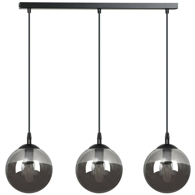 Emibig Lighting - Emibig cosmo Plafonnier suspendu Globe Bar noir avec abat-jour en verre graphite, 3x E14