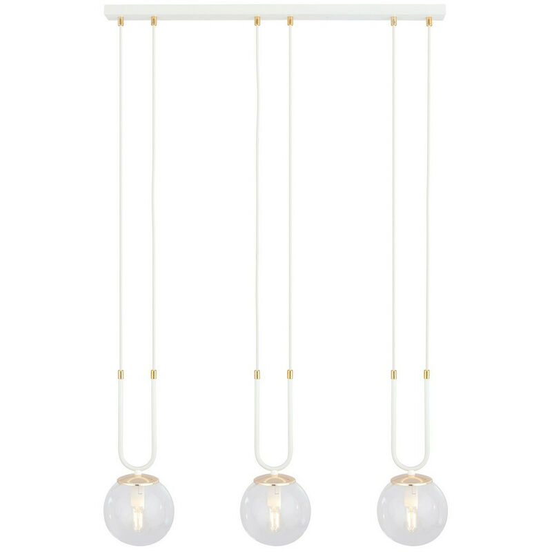 Emibig Lighting - Emibig glam Plafonnier suspendu Globe Bar blanc avec abat-jour en verre transparent, 3x E14