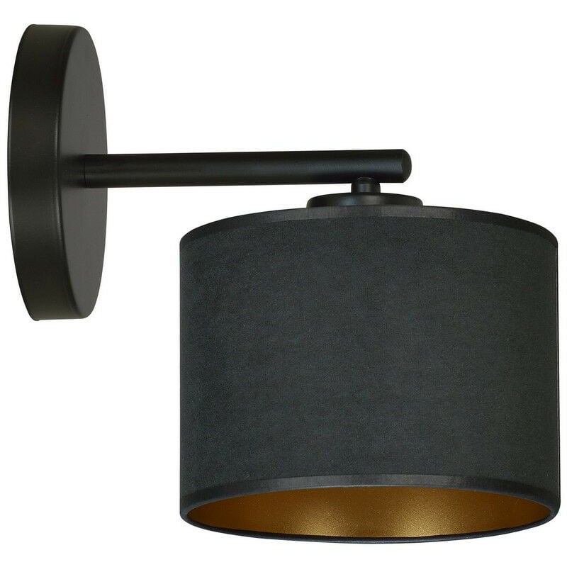 Image of Emibig hilde Lampada da parete nera con paralume con paralumi in tessuto nero, 1x E27