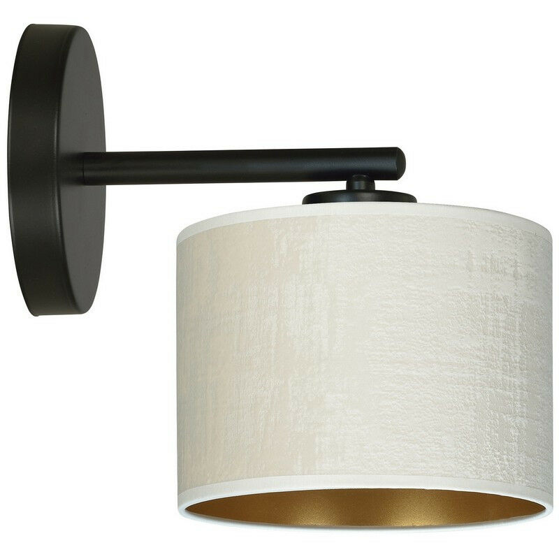 Image of Emibig Lighting - Emibig hilde Lampada da parete nera con paralume con paralumi in tessuto bianco, 1x E27