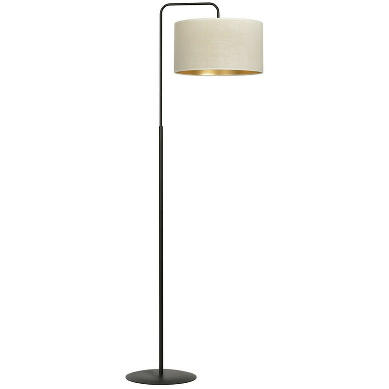 Image of Emibig Lighting - Emibig hilde Lampada da terra nera con paralume con paralumi in tessuto bianco, 1x E27