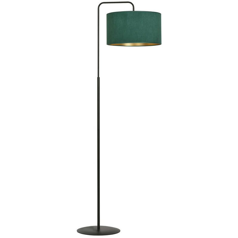 Image of Emibig Lighting - Emibig hilde Lampada da terra nera con paralume con paralumi in tessuto verde, 1x E27