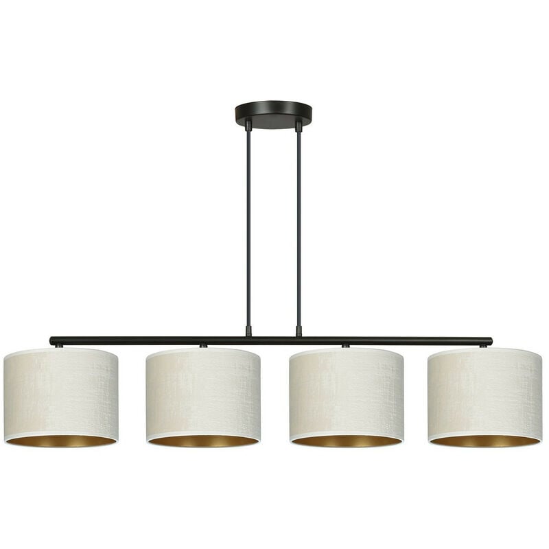 Emibig Lighting - Emibig hilde Plafonnier barre noire avec abat-jour en tissu blanc, 4x E27
