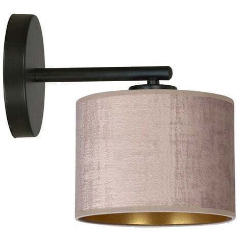 Emibig HILDE Schwarze Wandlampe mit Schirm mit rosa Stoffschirmen, 1x E27