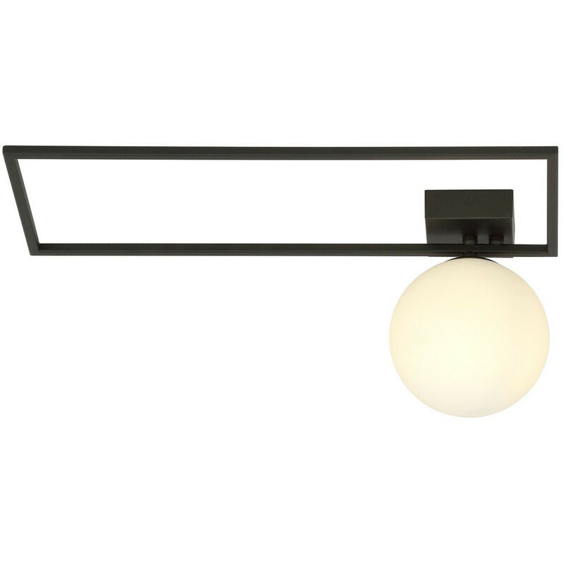 Emibig Lighting - Emibig imago Plafonnier globe côté droit noir avec abat-jour en verre blanc, 1x E14