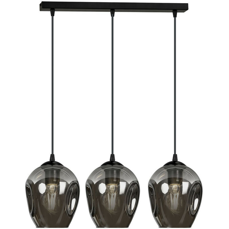 Emibig Lighting - Emibig istar Plafonnier barre noire avec abat-jour en verre graphite, 3x E27