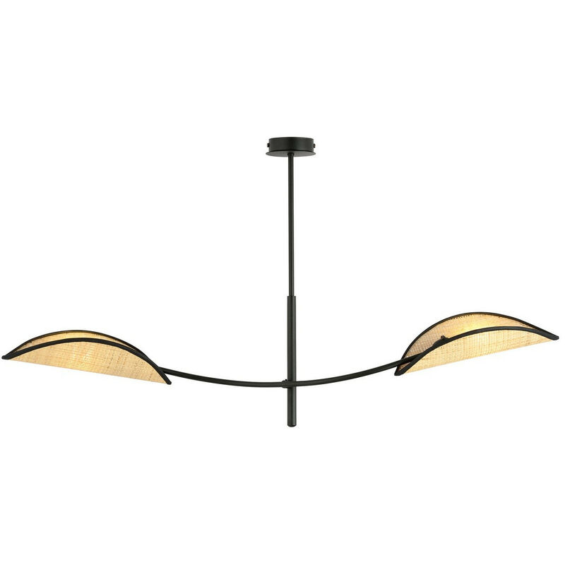 Image of Emibig LOTUS Lampada da soffitto semi-incasso multibraccio nera con paralumi in tessuto marrone, 2x E14