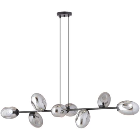 Emibig lustre Pandora 8xE14, graphite noir chromé verre