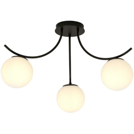 Emibig plafoniera Boston 3 luci E14 nero/opal dimmer
