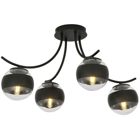 Emibig plafoniera Boston 4 luci E14 nera vetro metallo