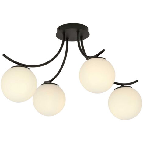 Emibig Plafoniera Boston 4 luci E14 nero opale 70cm
