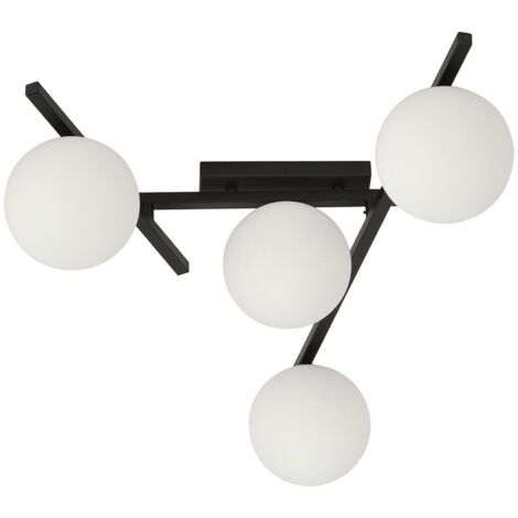 Emibig plafoniera SMART 4 luci E14 nero/opal metallo