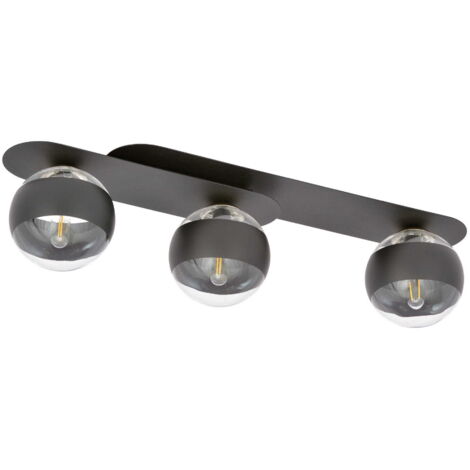 Emibig plafonnier PLAZA métal noir verre 3xE14 70cm