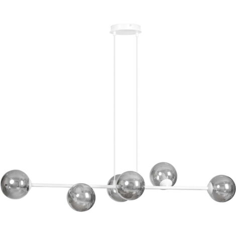 Emibig Rossi lampadario 6xE14 bianco vetro fumé 110cm