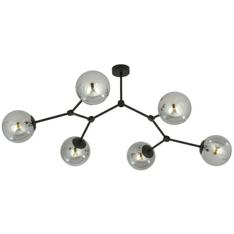 EMIBIG LIGHTING Emibig SPACE Space Black Globe Deckenleuchte mit Graphitglasschirmen, 6x E14