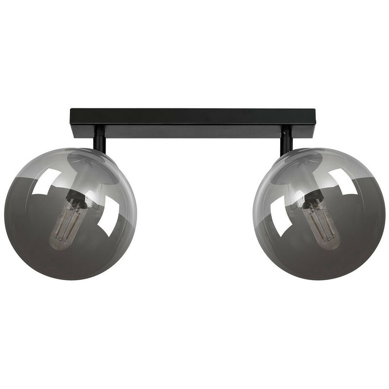 Image of Emibig TOFI Faretto da soffitto Twin Globe nero con paralumi in vetro grafite, 2x E14