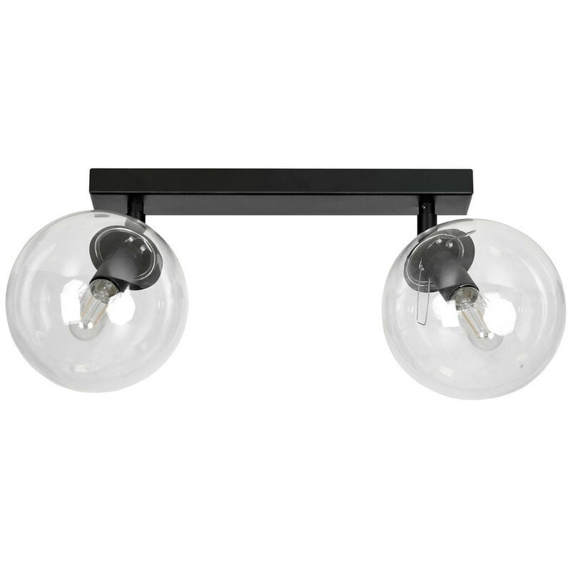 Image of Emibig tofi Faretto da soffitto Twin Globe nero con paralumi in vetro trasparente, 2x E14