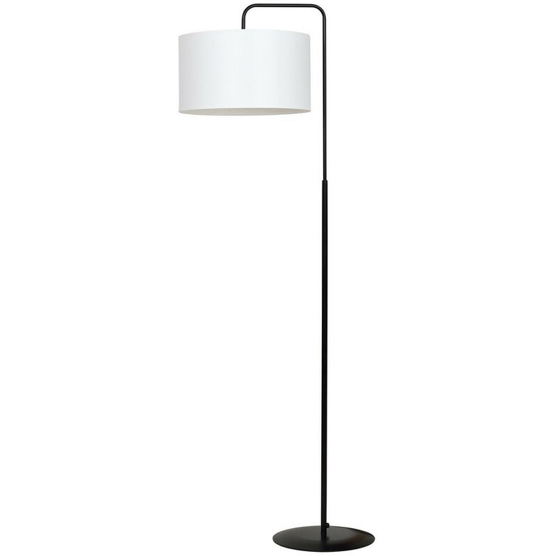 Image of Emibig Lighting - Emibig trapo Lampada da terra nera con paralume con paralumi in tessuto bianco, 1x E27