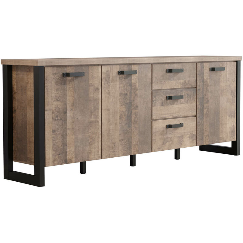 Emile buffet 3 portes, 3 tiroirs, chêne décor.