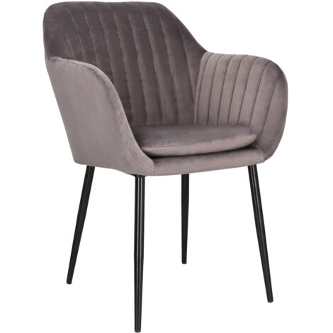 Emilia Samt-Polsterstuhl, dunkelgrau, Metallbeine
