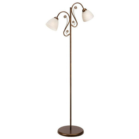 Emilio Multi Arm Floor Lamp With Glass Shades, White, 2x E27