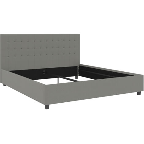 Emily-Lit 180x200 cm en tissu gris clair