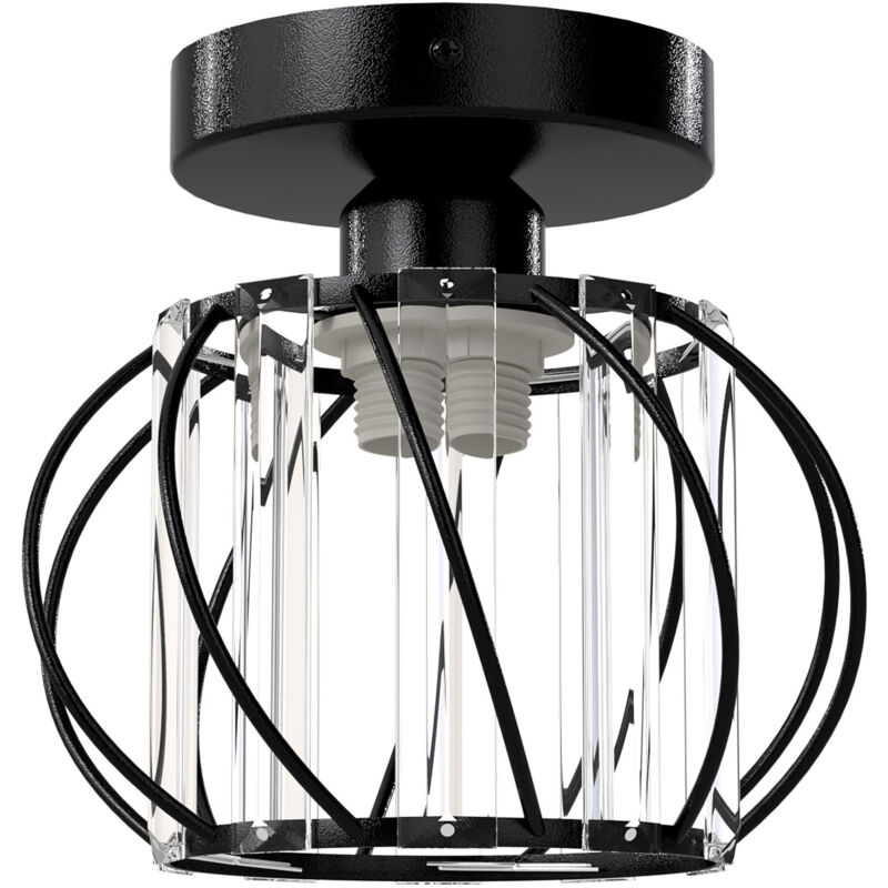 Emitto Crystal Ceiling Light Semi Flush Mount Chandelier Modern Hallway Black
