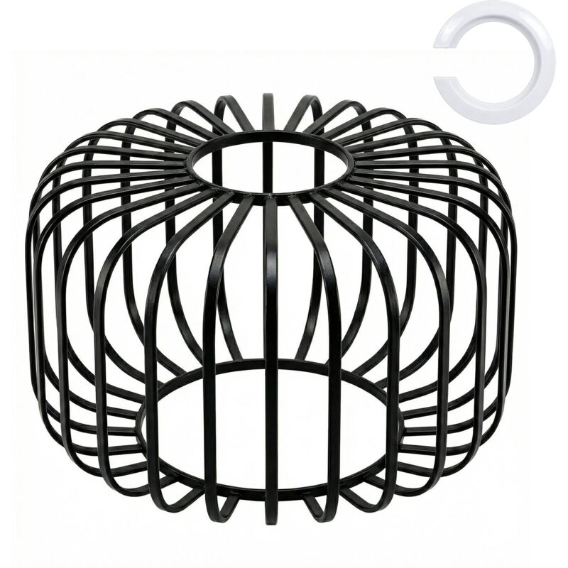 Emitto Industrial Ceiling Pendant Light Shade Black Metal Cage Lamp Shade 28.5cm