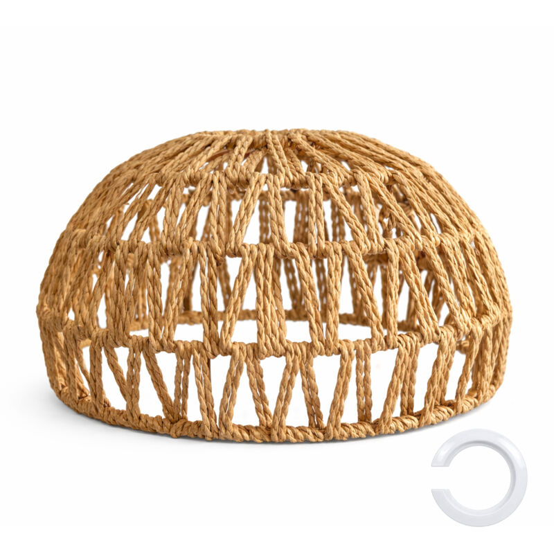 Emitto Rustic Ceiling Pendant Light Shade Hemp Rope Lamp Shade Boho Yellow 23cm