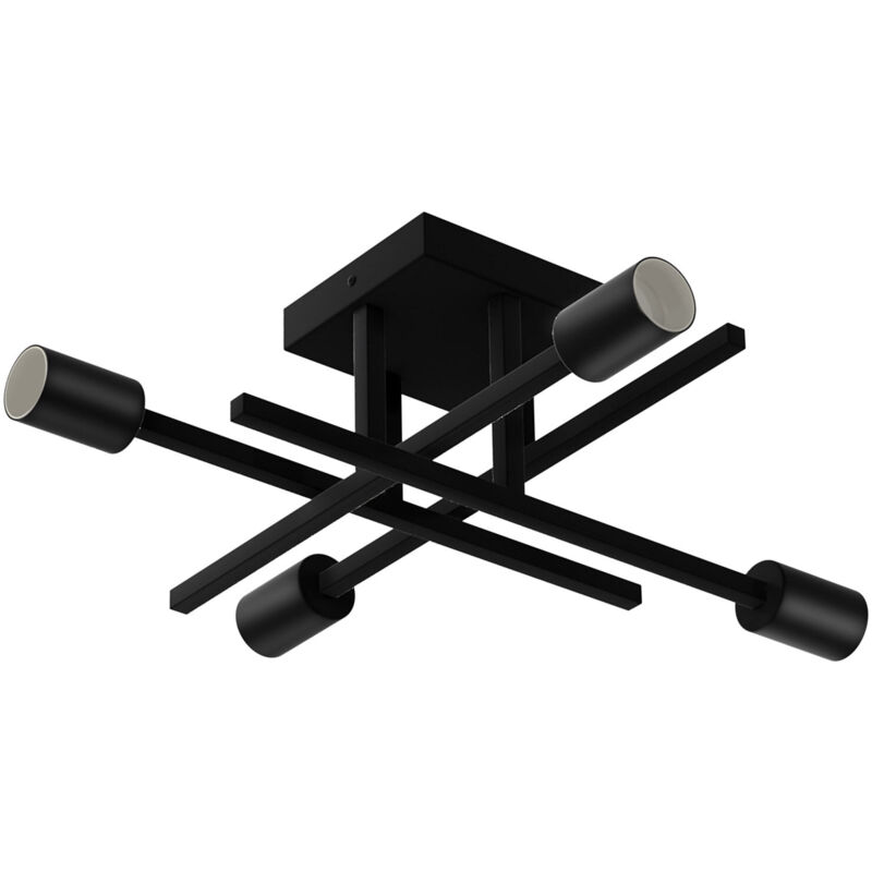 EMITTO Semi Flush Mount Ceiling Light Fixture Matte Black 4 Light E27 Socket