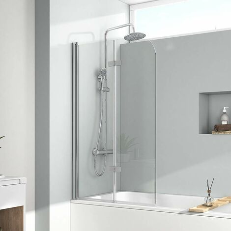 EMKE 110 x 140 cm, divisorio doccia per vasca da bagno, parete pieghevole per vasca da bagno, rivestimento facile da pulire