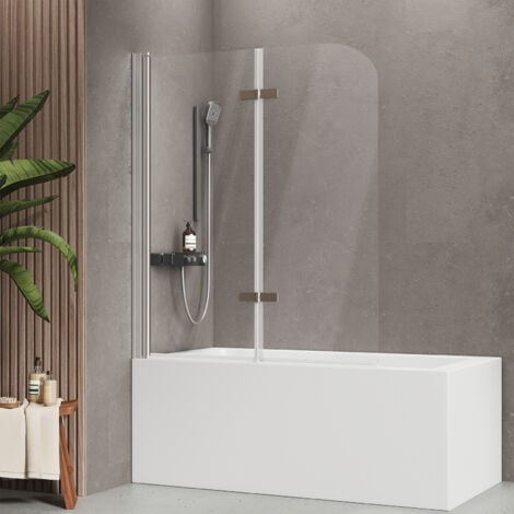EMKE 120x140cm Duschtrennwand für Badewanne Faltwand Duschabtrennung Badewannenaufsatz NANO einfach-Reinigung Beschichtung