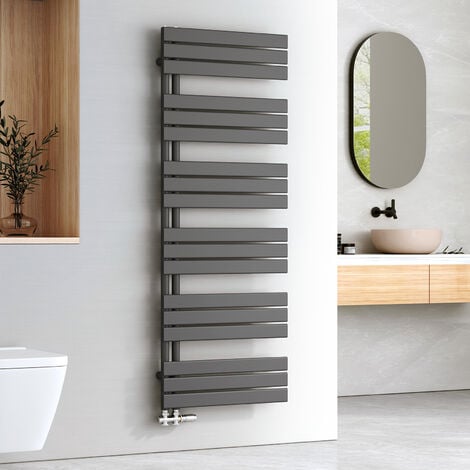 EMKE Badheizkörper Anthrazit Flach 1599x600 mm, Handtuchwärmer für Badezimmer Handtuchtrockner, Panel Handtuchhalter Seitenanschluss für Wasser 958W