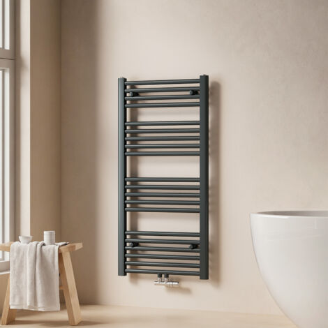 EMKE Badheizkörper Handtuchtrockner Handtuchwärmer 50x100cm 451 Watt Anthrazit Bad-Heizkörper Mittelanschluss