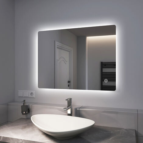EMKE LED Badspiegel mit Beleuchtung Badezimmerspiegel mit mehreren Größen Energie sparen