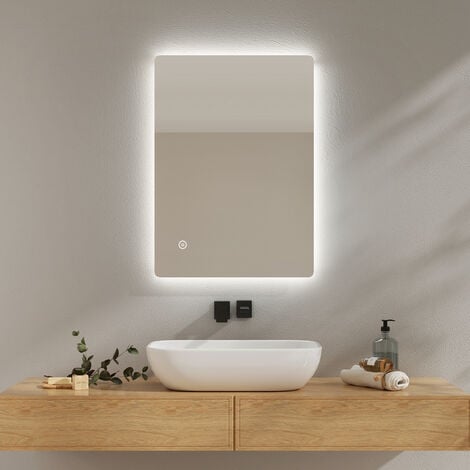 EMKE Badspiegel LED Wandspiegel mit Beleuchtung 70x50cm