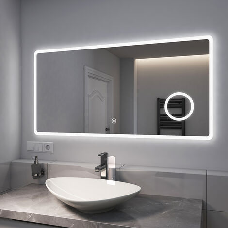 EMKE Badspiegel mit 3-fache Vergrößerung, Wandspiegel mit Beleuchtung