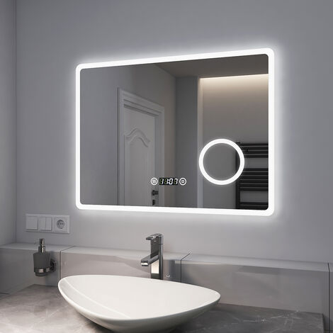 EMKE Badspiegel mit 3-fache Vergrößerung, Wandspiegel mit Beleuchtung