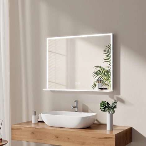 Vicco Badspiegel Rundspiegel LED-Spiegel Weiß 60 cm Badezimmer