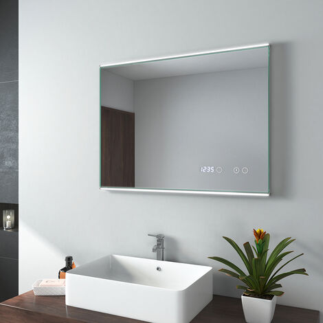 EMKE Badspiegel 70x90cm Led Touch mit Beleuchtung Beschlagfrei Badezimmerspiegel 
